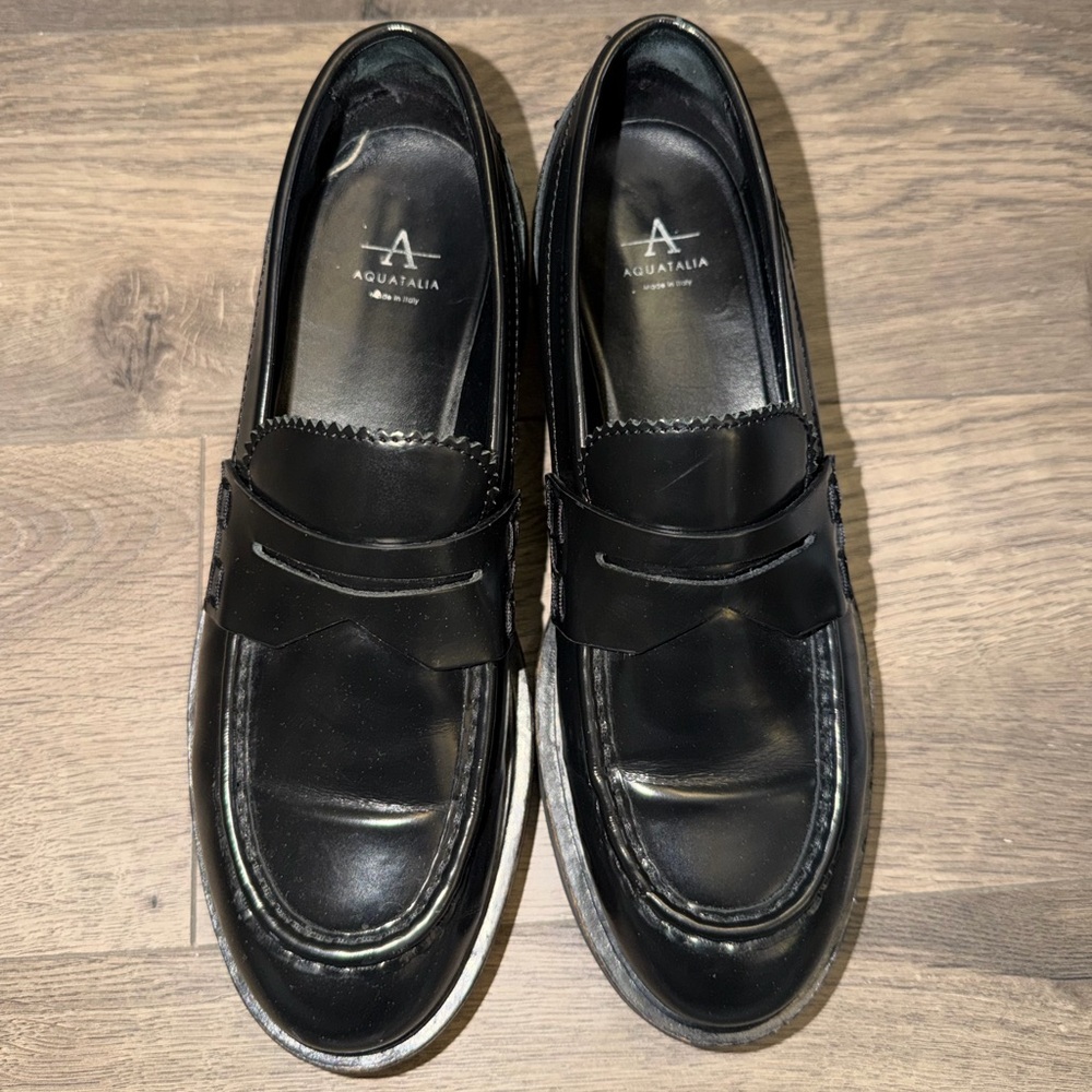 Aquatalia Black Patent Leather Loafers